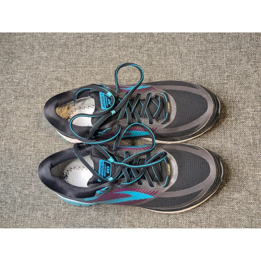 Brooks Ghost 10 Gore Tex Running Shoes Women's Sz 9 Black/Teal/Purple Sneakers